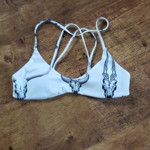 White and black skull print bikini